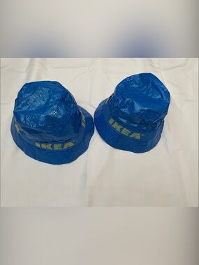 IKEA Blue Bucket Hats with Yellow Logo - Pair